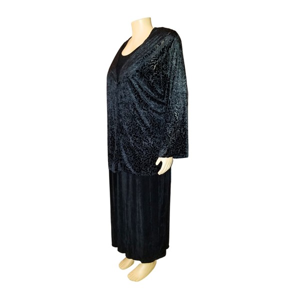 Vintage Lane Bryant Designs Black Sleeveless Dress with Velour Duster 22/24 - Picture 3 of 8
